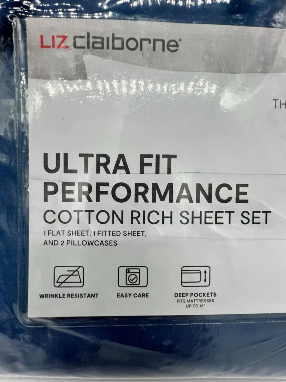Liz Claiborne Kensington Blue Cotton Rich Sheet Set Full Size Bedding